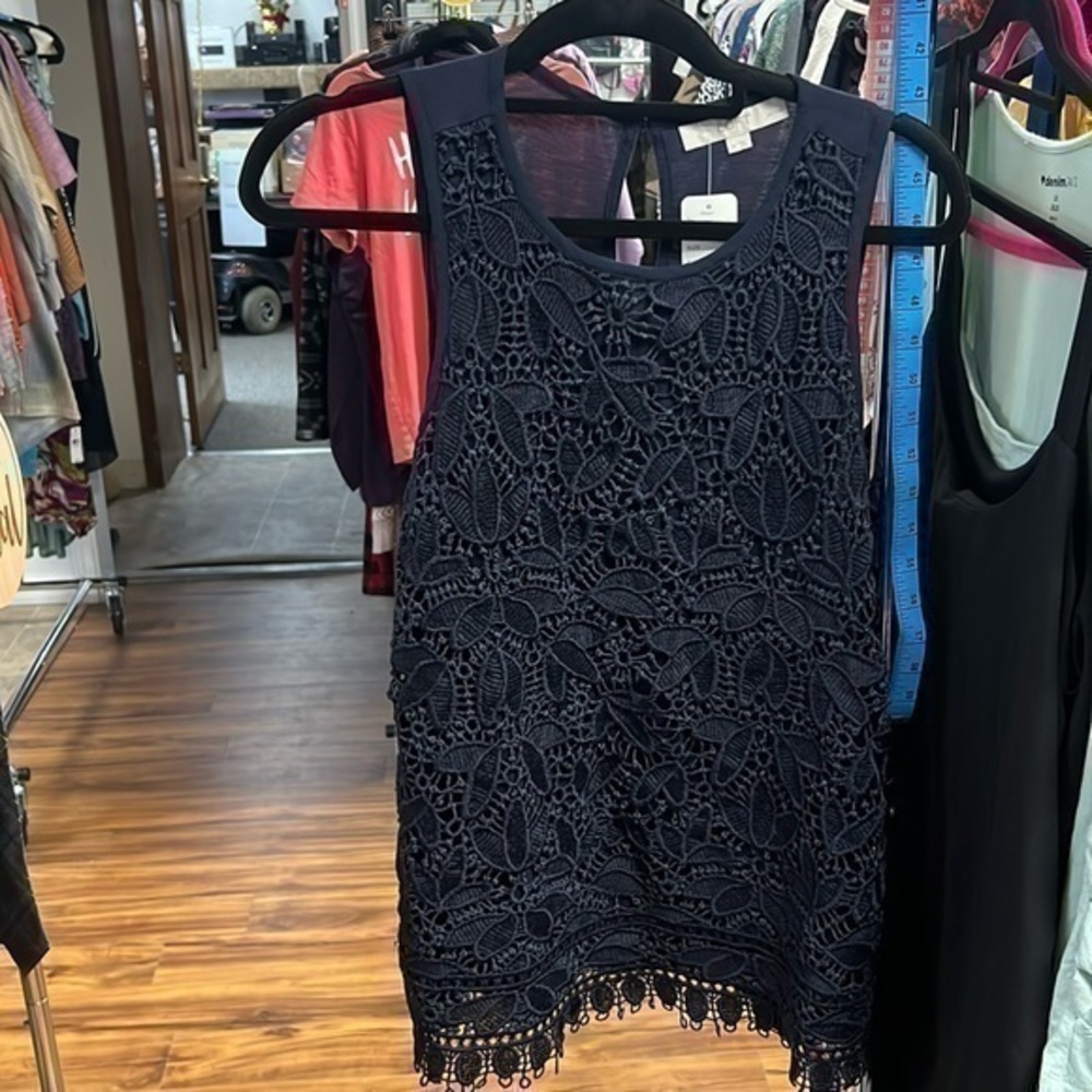 Loft, dark blue lace, front size medium petite dress